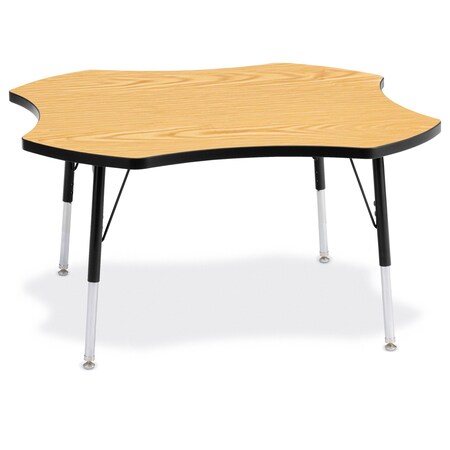 Jonti-Craft Berries Four Leaf Activity Table, A-height, Oak/Black/Black 6453JCA210